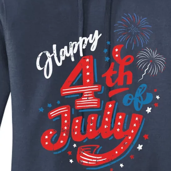 Happy 4th Of July Cool Independence Day Patriotic American Women's Pullover Hoodie