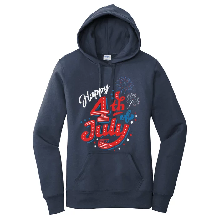 Happy 4th Of July Cool Independence Day Patriotic American Women's Pullover Hoodie