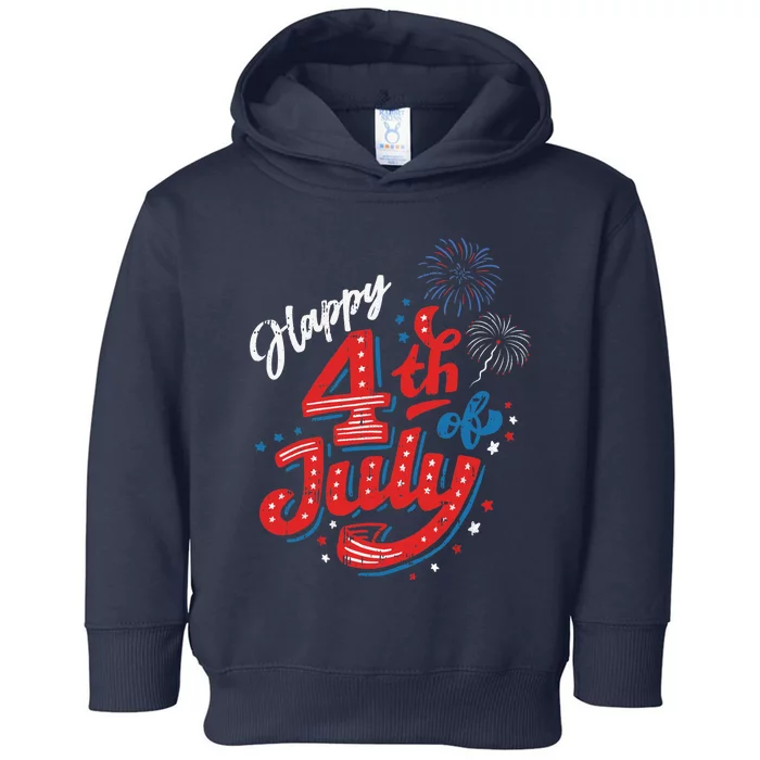 Happy 4th Of July Cool Independence Day Patriotic American Toddler Hoodie