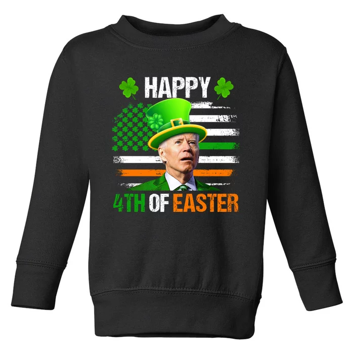 Happy 4th Of Easter Joe Biden St Patricks Day Leprechaun American Flag Toddler Sweatshirt