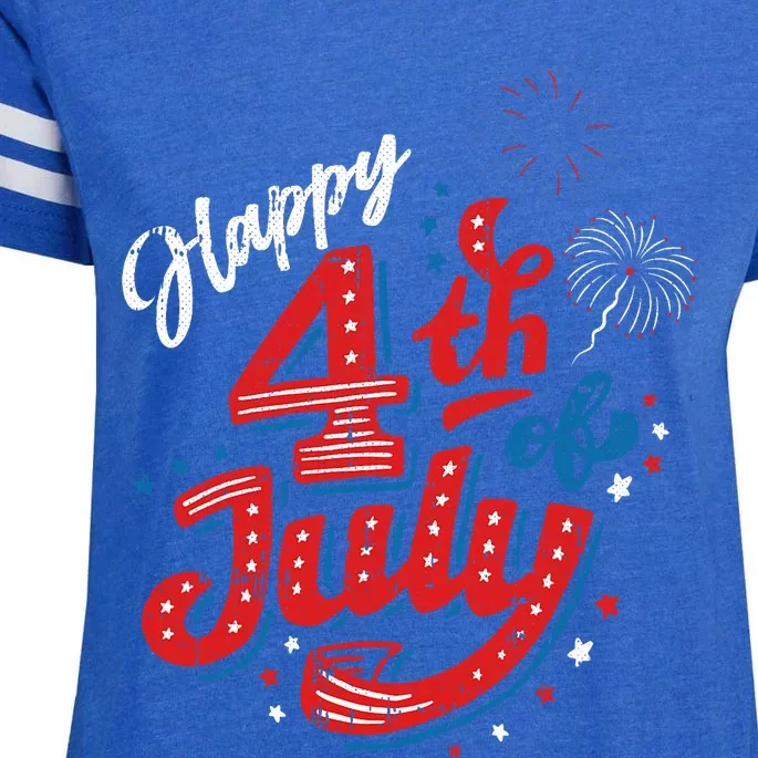 Happy 4th Of July Cool Independence Day Patriotic American Enza Ladies Jersey Football T-Shirt