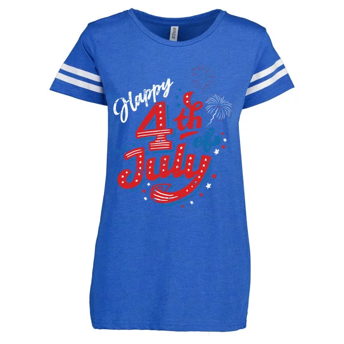 Happy 4th Of July Cool Independence Day Patriotic American Enza Ladies Jersey Football T-Shirt