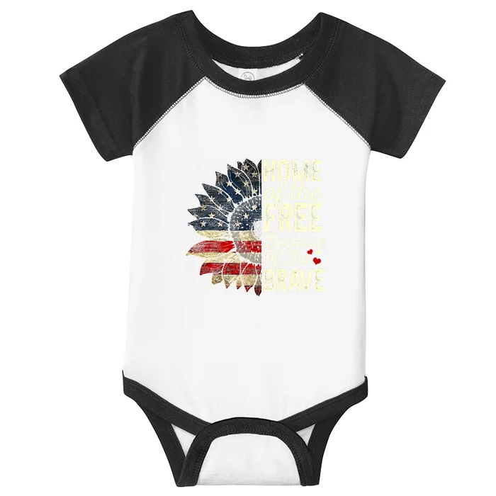 Happy 4th Of July Sunflower Infant Baby Jersey Bodysuit