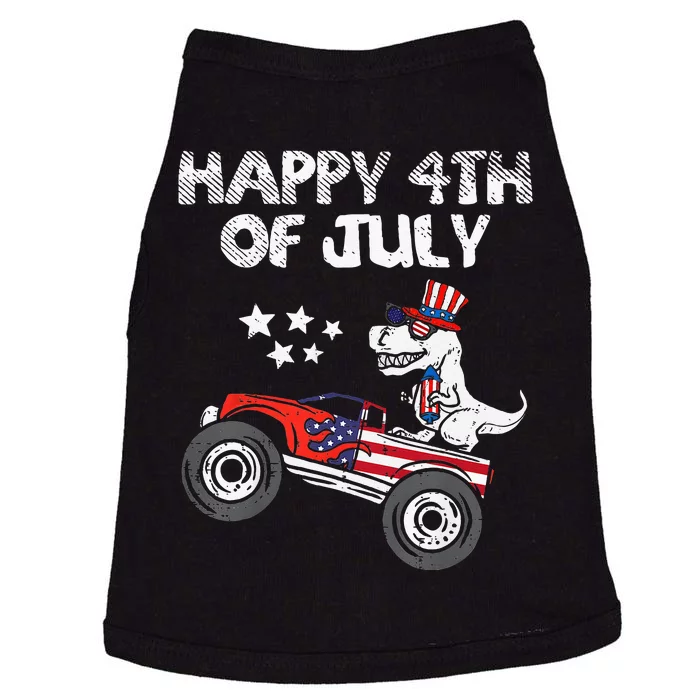 Happy 4th Of July Dinosaur Monster Truck Doggie Tank