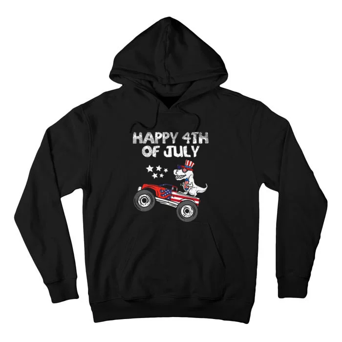 Happy 4th Of July Dinosaur Monster Truck Tall Hoodie