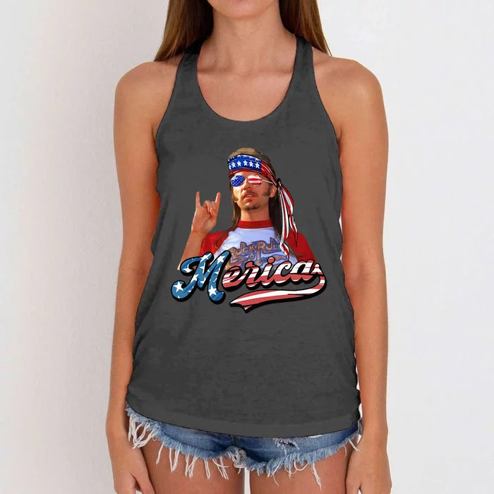 Happy 4th Of July Merica Funny Joe American Flag Women's Knotted Racerback Tank