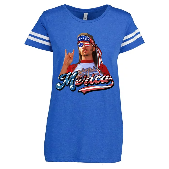 Happy 4th Of July Merica Funny Joe American Flag Enza Ladies Jersey Football T-Shirt