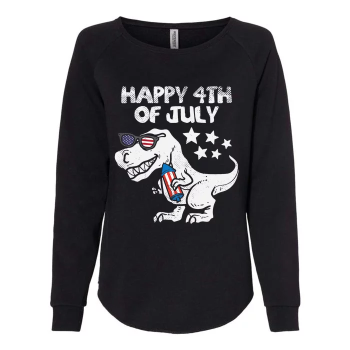 Happy 4th Of July Boy Trex Dinosaur American Dino Womens California Wash Sweatshirt