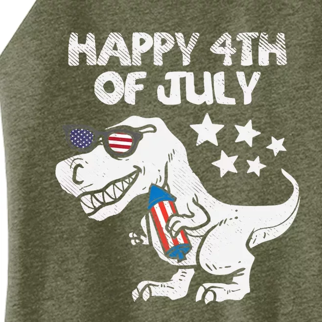 Happy 4th Of July Boy Trex Dinosaur American Dino Women’s Perfect Tri Rocker Tank