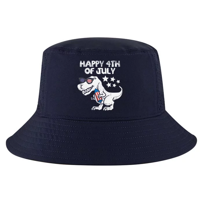 Happy 4th Of July Boy Trex Dinosaur American Dino Cool Comfort Performance Bucket Hat