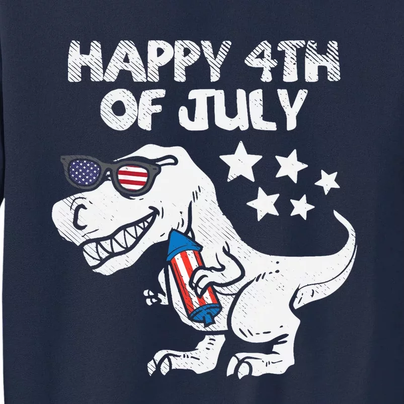 Happy 4th Of July Boy Trex Dinosaur American Dino Tall Sweatshirt