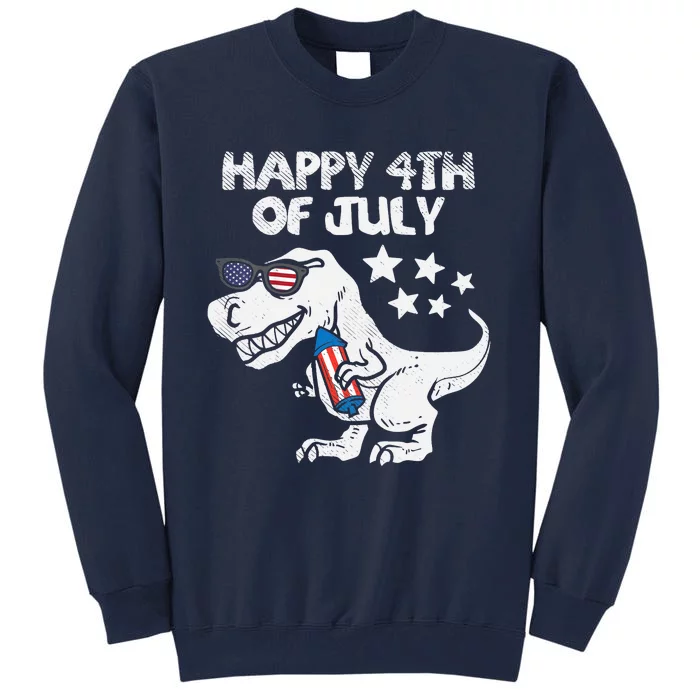 Happy 4th Of July Boy Trex Dinosaur American Dino Tall Sweatshirt