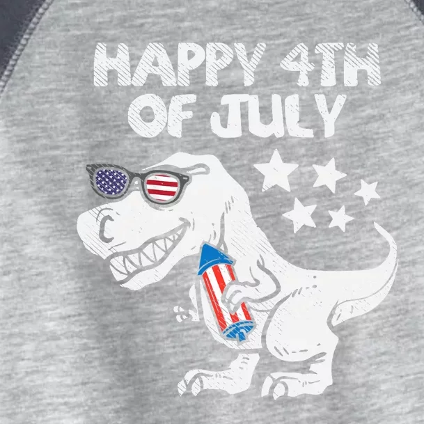 Happy 4th Of July Boy Trex Dinosaur American Dino Toddler Fine Jersey T-Shirt