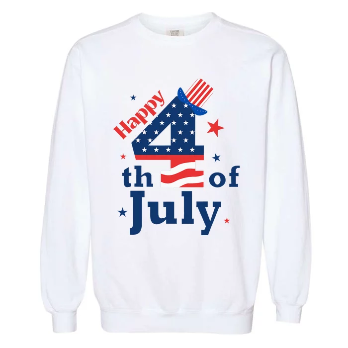 Happy 4th Of July Patriotic American Us Flag Garment-Dyed Sweatshirt