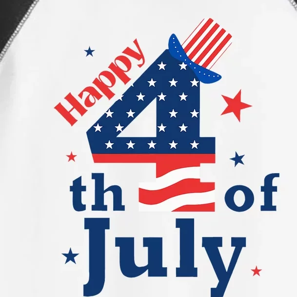 Happy 4th Of July Patriotic American Us Flag Toddler Fine Jersey T-Shirt