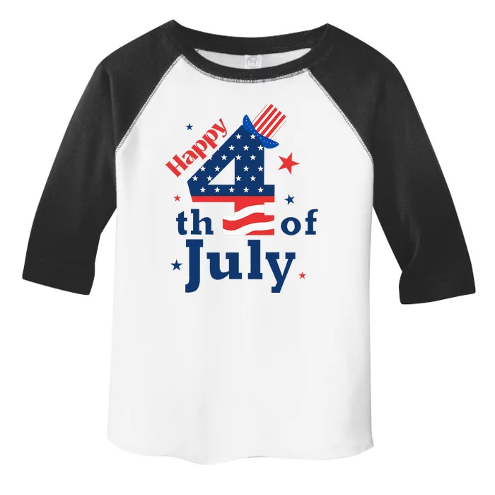 Happy 4th Of July Patriotic American Us Flag Toddler Fine Jersey T-Shirt