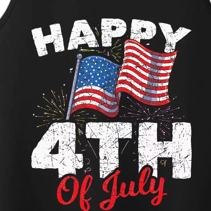 Happy 4th Of July Patriotic American US Flag 4th Of July Performance Tank