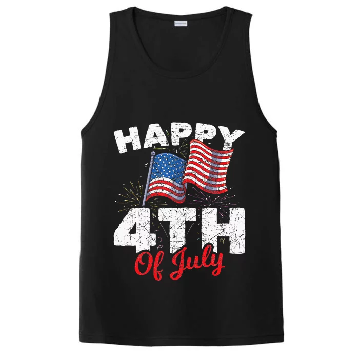 Happy 4th Of July Patriotic American US Flag 4th Of July Performance Tank