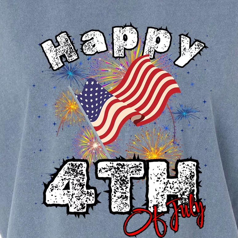 Happy 4th Of July Patriotic American Independence Day Garment-Dyed Women's Muscle Tee