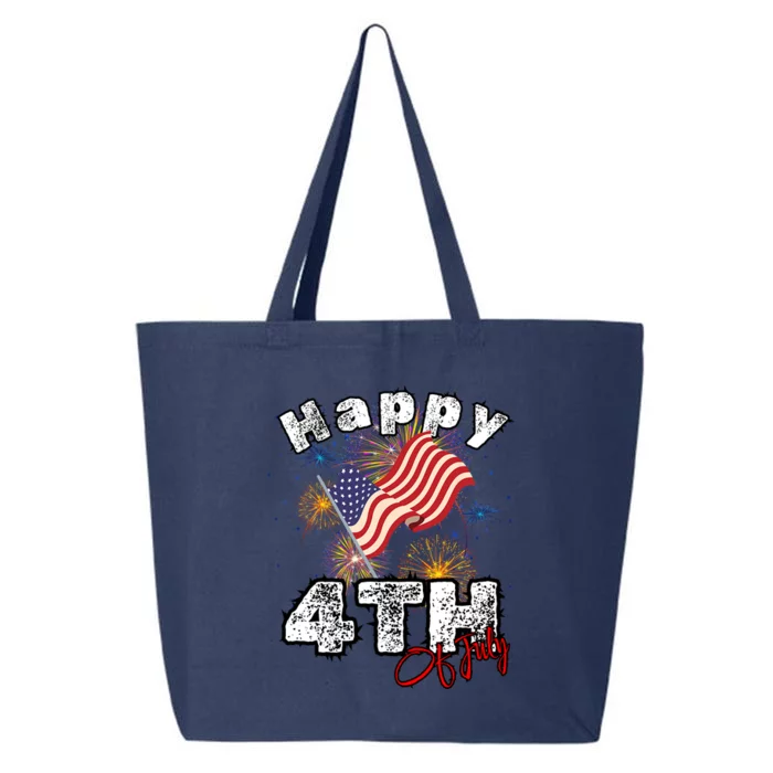 Happy 4th Of July Patriotic American Independence Day 25L Jumbo Tote