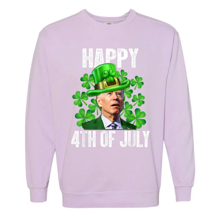 Happy 4th Of July Confused Funny Joe Biden St Patricks Day Garment-Dyed Sweatshirt