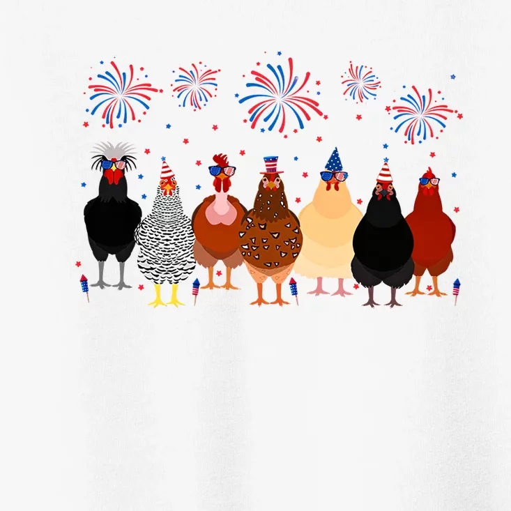 Happy 4th Of July Independence Day Fireworks Chicken Hen Farmer Toddler T-Shirt