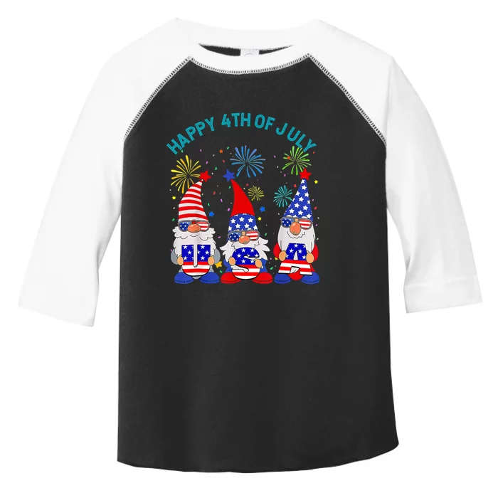 Happy 4th Of July Gnome American US Flag 4th Of July Toddler Fine Jersey T-Shirt