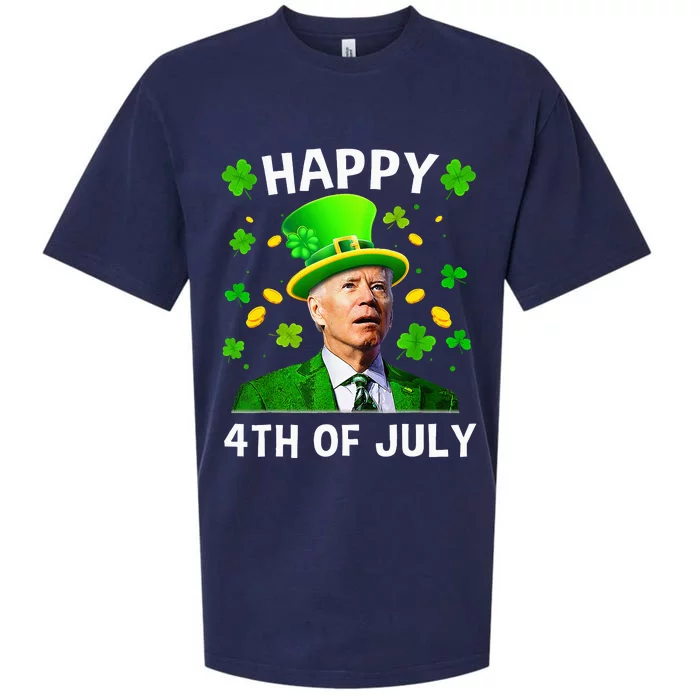 Happy 4th Of July Confused Funny Joe Biden St Patricks Day Sueded Cloud Jersey T-Shirt