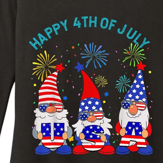 Happy 4th Of July Gnome American US Flag 4th Of July Womens CVC Long Sleeve Shirt