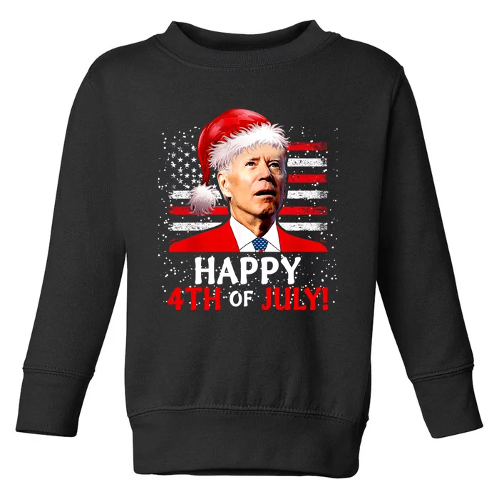 Santa Joe Biden Happy 4th Of July Ugly Christmas Sweater Toddler Sweatshirt