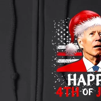 Santa Joe Biden Happy 4th Of July Ugly Christmas Sweater Full Zip Hoodie