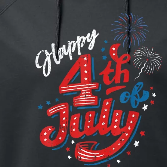 Happy 4th Of July Cool Independence Day Patriotic American Performance Fleece Hoodie