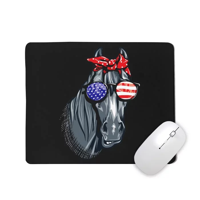 Horse 4th of July  Horse American Flag Mousepad