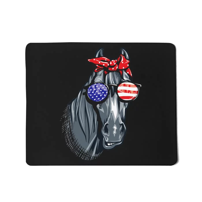 Horse 4th of July  Horse American Flag Mousepad