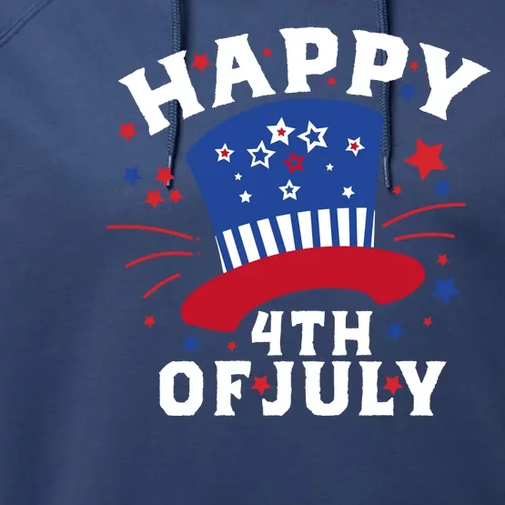 Happy 4th Of July Festive Celebration Performance Fleece Hoodie