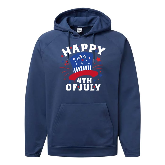 Happy 4th Of July Festive Celebration Performance Fleece Hoodie