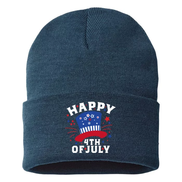 Happy 4th Of July Festive Celebration Sustainable Knit Beanie