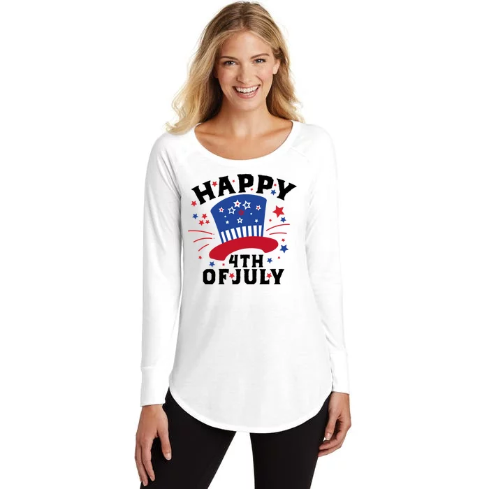 Happy 4th Of July Festive Celebration Women's Perfect Tri Tunic Long Sleeve Shirt