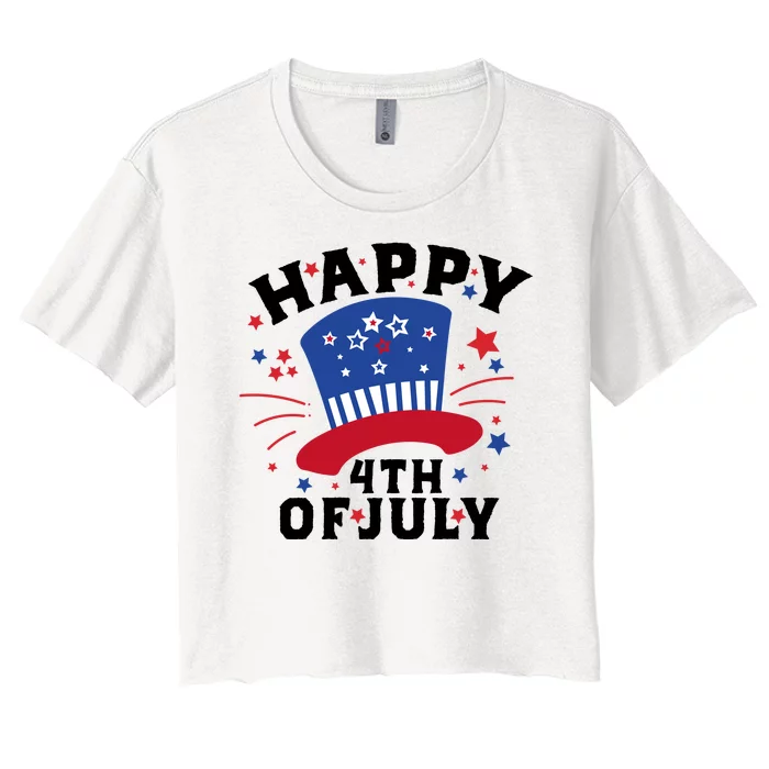 Happy 4th Of July Festive Celebration Women's Crop Top Tee