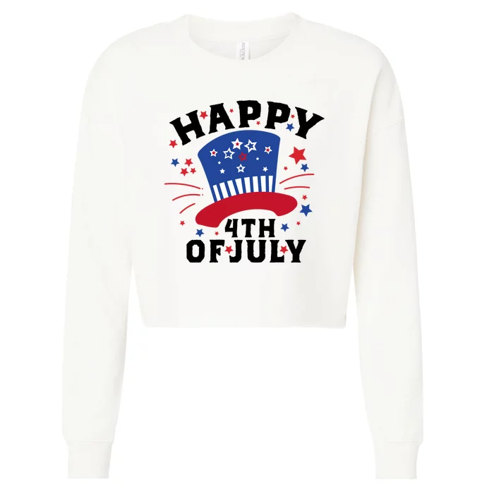 Happy 4th Of July Festive Celebration Cropped Pullover Crew