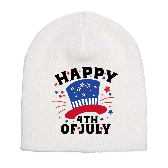 Happy 4th Of July Festive Celebration Short Acrylic Beanie