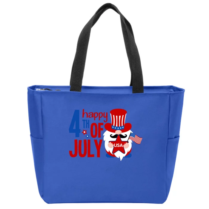 Happy 4th Of July Gnome Usa American Flag Patriotic Gnome Gift Zip Tote Bag