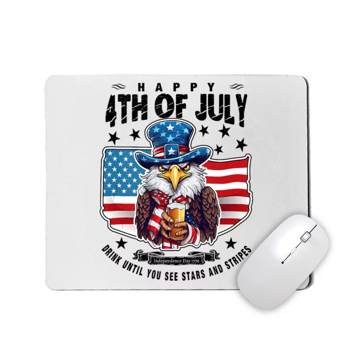 Happy 4th Of July Stars Stripes Usa Bald Eagle Beer Drinking Mousepad