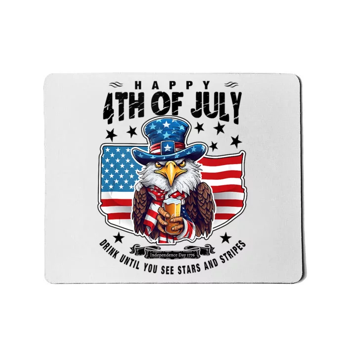 Happy 4th Of July Stars Stripes Usa Bald Eagle Beer Drinking Mousepad