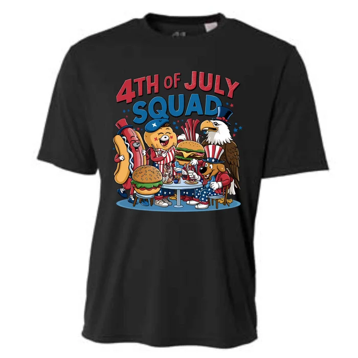 Happy 4th Of July Squad Snack Lover Pizza Hotdog Usa Flag Meaningful Gift Cooling Performance Crew T-Shirt