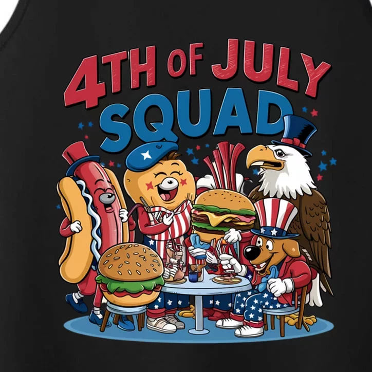 Happy 4th Of July Squad Snack Lover Pizza Hotdog Usa Flag Meaningful Gift Performance Tank