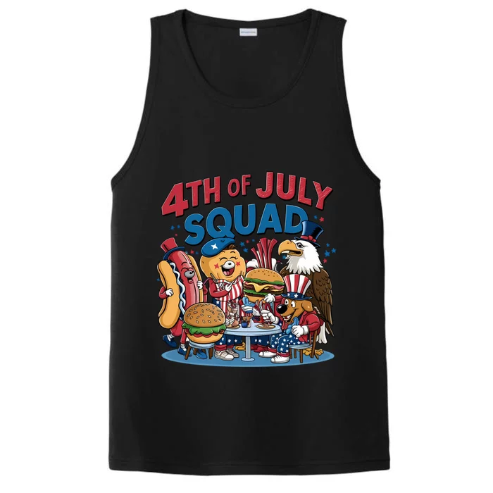 Happy 4th Of July Squad Snack Lover Pizza Hotdog Usa Flag Meaningful Gift Performance Tank