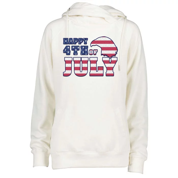 Happy 4th Of July Eagle American Womens Funnel Neck Pullover Hood