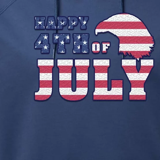 Happy 4th Of July Eagle American Performance Fleece Hoodie