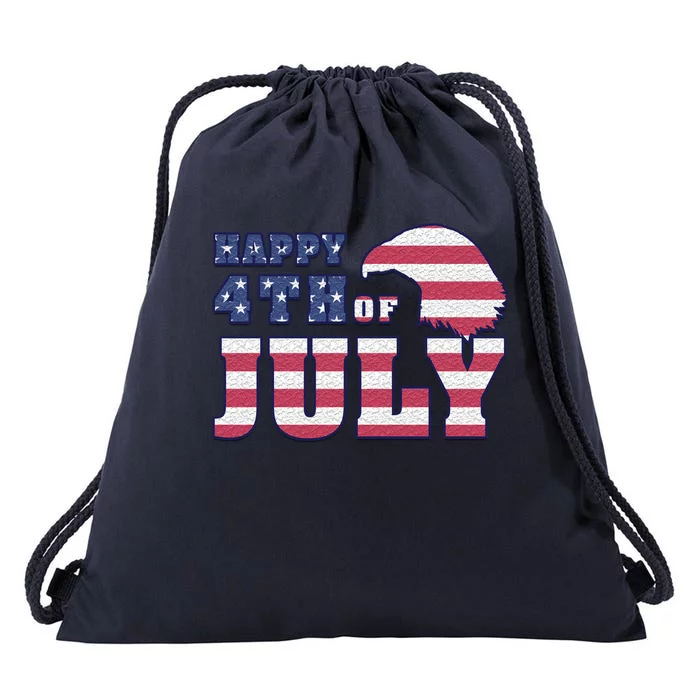 Happy 4th Of July Eagle American Drawstring Bag